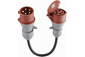 NEOLENTA CEE 32A Stecker auf 16A Kupplung Adapter [400V, 3-phasig], 5-Poliger Starkstrom Adapter 32A auf 16A mit Schutzart IP44