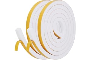 Flintronic Skumtätningstejp, 2 rullar 2 m dörrtätningsremsa, 12 mm x 12 mm, självhäftande tätningsskum med hög densitet, för