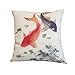 Produktbild Cutogain Fall Kissenbezug, 45 x 45 cm Koi Fisch Goldfisch Langlebig Muster für Home Sofa Büro Auto, Red Black Koi