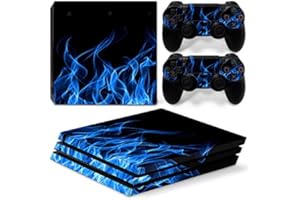 Mcbazel Pattern Series Vinyl Skin Sticker For PS4 Pro Controller & Console Protect Cover Decal Skin (Blue Flame)