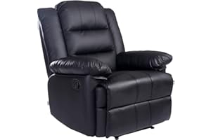 More4Homes - LOXLEY Manual Recliner Armchair - Sofa Chair for Living Room & Bedroom - Latch Recliner Mechanism - Bonded Leather, Black