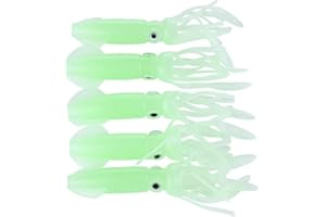 FOLANDO 5 PCS Fishing Squid Lures Kit, Glow Squid Lure Soft Bait Fishing Lures Octopus Lures Artificial Bait For Bass Pike Trout 10cm/8g