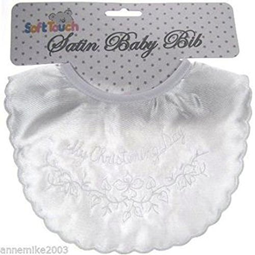 BNWT Baby girls or boys unisex ivory satin christening bib My Christening day