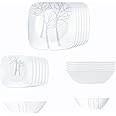 Corelle Frost Glass 21Pcs Square Dinner Set, Multicolor