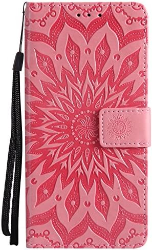 Huawei Mate10 Lite Case - High Quality Flip PU Leather Case Sun Embossed Pattern/Stent/Wallet/With Card Holder/Protection Case Cover for Huawei Mate10 Lite(Pink)