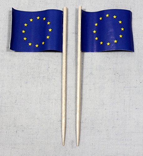 Party-Picker Flagge Europa Europaflagge Papierfähnchen in Profiqualität 50 Stück Beutel Offsetdruck Riesenauswahl aus eigener Herstellung