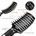 Black Boar Bristle Brush for Healthy Hair, Nylon Detangling Pins Vent Brush for Fast Blow Drying, Hair Care Scalp Massager for Hair Growth, Frizz Control Curved Hair Brush Detangling Comb