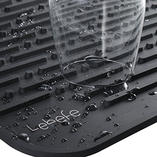 Lebefe Grosse Faltbare Roll-Up Silikon-Abtropf Matte Antibakteriell Spülmaschinenfest Hitzebeständig Küchen Entleeren Matte 45,2×40,1cm (Schwarz) - 5