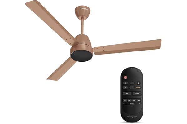 Crompton Energion Nucleoid 1200mm BLDC Ceiling Fan Remote Control BEE 5 Star Energy Rated High Air Delivery 4 Years Manufacturer Warranty Gilded Beige