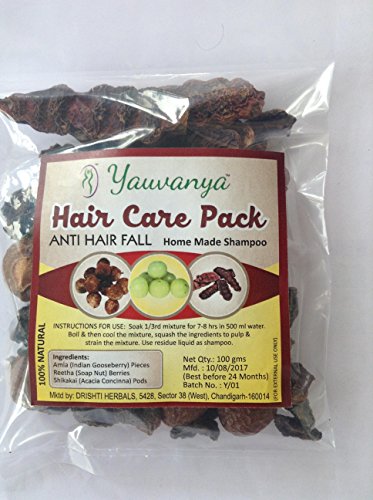 Yauvanya make at Home shampoo DIY Hair Care Kit (anti Hairfall, solfato & senza parabeni, 100% naturale, Chemical free) - 3 x 100 gms