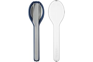 Mepal – Cutlery 3-piece Set Ellipse – Cutlery Set On The Go - Consists Of A Knife, Fork & Spoon - Cutlery Set With Travel Case – Stainless Steel - Nordic Denim.