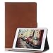 Produktbild iPad Air 2 Hülle , elecfan® Vintage Retro Business-Stil Folio Slim Fit Kunstleder Schutzhülle Case Smart cover mit Standfunktion Auto Schlaf Aufwachen Funktion PU Tasche Ledertasche Leichtgewicht Anti Kratzer Schutzhülle für iPad Air 2 (iPad air 2, Dunkelbraun)