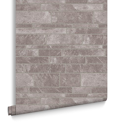 Vinyl Tapete Stein Fliesen Schiefer Optik Grafit grau anthrazit Graham