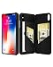 Produktbild iPhone X Spiegel Wallet Schutzhülle für Frauen – spessn eingefasst Spiegel Rückseite Bezug mit 3 BANK Card Slot Schutzhülle Hard Case mit HD Bildschirm Schutzfolie für Apple iPhone X iPhone 10, Polycarbonat, Schwarz , Apple iPhone X 2017