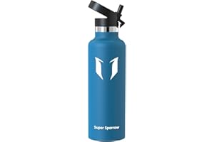 Super Sparrow Butelka Izolowana - Butelka sportowa na wodę - 350 ml/500 ml/750 ml/1L - Standardowa Butelka ze stali nierdzewnej - Butelka dla dzieci bez BPA, do uprawiania sportu, podróży, szkoły