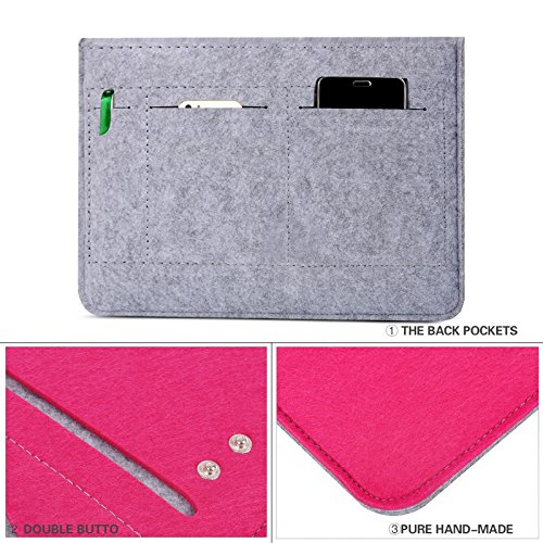 YESSBON 13,3 Zoll Macbook Air/Pro Retina Schönem Filz Sleeve Filztasche Hülle Ultrabook Laptop Tasche Notebook-Taschen Speziell für 13,3 Apple Macbook Pro Retina und Macbook Air Zoll Entworfen ( Grau Rose Rot ) - 4