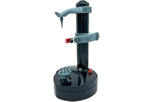 Pelamatic - Pelador Eléctrico de Frutas y Verduras | Pelado Rápido con Botón | 2 Cuchillas Repuesto | Accesorio para Patatas | Fácil Limpieza | Seguridad Higiénica, Negro, Plástico