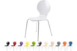 ‎MÖBELANDO Stapelstuhl Bistrostuhl Stuhl Esszimmerstuhl Küchenstuhl Design Metall Holz stapelbar sehr belastbar Marcus (Weiß)