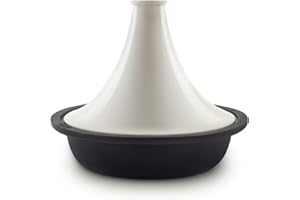 La Fonderie 1890 Tajine Induction Tous Feux en fonte émaillée ASILAH, Bol en fonte, Couvercle, Tajines et Couscous, Capacité 2,5 L, Beige