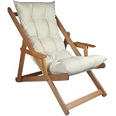 BYSAY AHŞAP KATLANABİLİR TAŞINIR PUF MİNDERLİ KOLLU ŞEZLONG. PLAJ, BAH&Ccedil;E, TERAS, BALKON İ&Ccedil;İN (KREM)