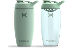 Promixx PURSUIT Protein Shaker Bottle 2-Pack – Premium Sports Shaker Bottles for Protein Mixes and Supplement Shakes – Stainless Steel 550ml, Ecozen 700ml, Seagrass Green