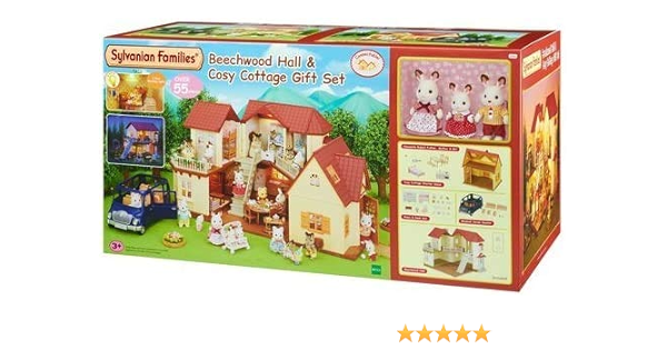 sylvanian families beechwood hall and saloon car gift set