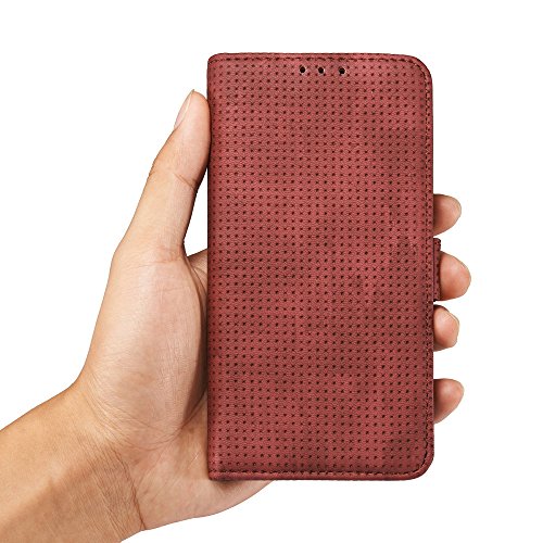 Samsung Galaxy S7 Hülle, Samsung Galaxy S7 Schutzhülle Leder Hülle, Alfort 2 in 1 Retro Ledertasche Gasdurchlässig Design Dual Use Falten Premium PU Leder Tasche Case Cover Flip Mappen Kasten Abdeckung für Samsung Galaxy S7 ( Nein Edge ) 5.1″ Smartphone Funktion Standfunktion Unterstützte Telefone mit einem Magnetverschluss ( Rote ) + Alfort Schwarz Stylus Pen - 8