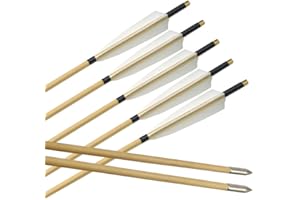 ZSHJG Fait Main Tir à l'arc Flèches en Bois Plumes de Dinde Traditionnel Flèches d'arbre en Bois Arc Long Arc Recurve