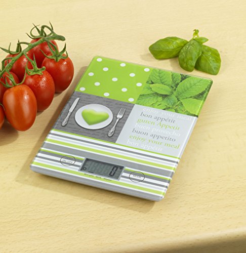 WENKO 25225100 Küchenwaage Slim Menu – elektronische Digitalwaage mit Sensor-Tastatur und Tara-Funktion, Gehärtetes Glas, 14 x 1.2 x 19.5 cm, Multicolor - 6