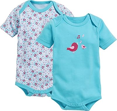 Playshoes Kurzarm, 2er Pack Vögelchen, Oeko-Tex Standard 100, Body Mixte Bébé, Turquoise (Turquoise 15), 3-6 Mois (Taille Fabricant:62/68)