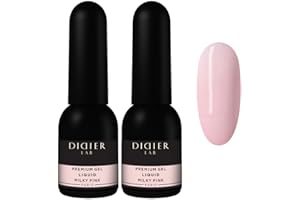 Didier Lab - Premium Liquido Gel Kit - Milky Pink - Gel Costruttore per Unghie - Gel Ricostruzione Unghie Professionale - Autolivellante - Estensione Unghie Gel di 5mm -Gel UV LED - Non Acido - 2x10ml