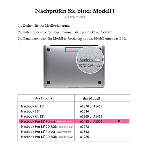 LENTION Matte Hartschale f  r MacBook Pro  Retina  13   Ende 2012 zu Anfang 2015  Modell-A1425 A1502  LENTION Durchsichtige Plastikabdeckung   Schale 