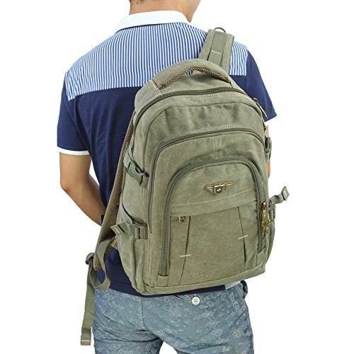 Outdoor Multifunktions-Rucksack Classic Canvas Vintage Rucksack Rucksack für Schule Camping Reisen Sport Studenten Schulranzen Geeigenet Für Notebooks unter 17″, MacBook, iPad und Samsung Tablet, Chromebook, Surface - 4