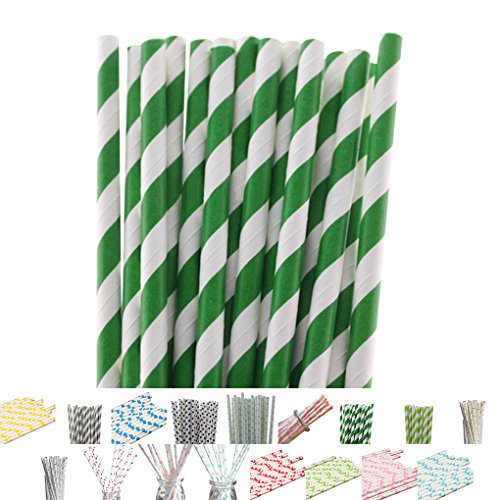 LUFA 25pcs / pack Einmalige Streifen Papier Strohe Einweg Mehrfarbenstrohe für Partei - 7