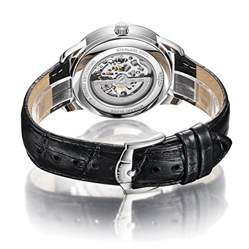 Rotary Men's Automatic Watch with Silver Dial Analogue Display and Black Leather Strap GS00651/21