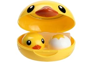 ZKMAGIC FiedFikt Mini-Kontaktlinsenbehälter mit niedlichem Tiermotiv, aus Kunststoff, tragbar, für Studenten/Kinder, Heimreise-Set, leicht zu tragen, Gelb