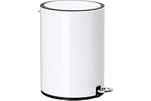 FurnitureXtra™ Modern Style Powder Coated Soft Close Pedal Bin, Plastic Inner bucket, ABS lid (White, 6L)