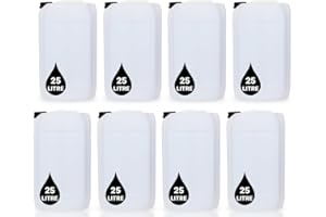 POWERCHEM 8 x 25L JERRY CAN - UN Approved Stackable Bottle Container + 61mm Tamper Evident Cap | Perfect for Storage of Water Liquids