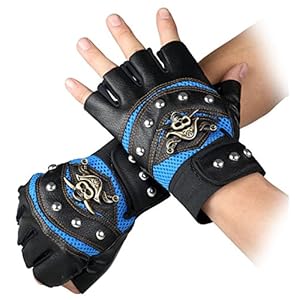 Coolwife Guantes Steampunk Gothic Para Hombre, Cuero Genuino, CapitáN, Dedos Sin Dedos