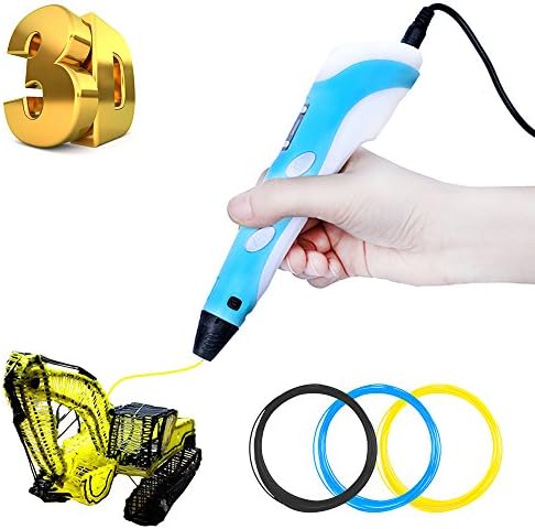 LMYSTAR 3D Printing Pen with PLA Filament Refills LCD Display for Kid 3D Drawing,3D Craft Making - Blue