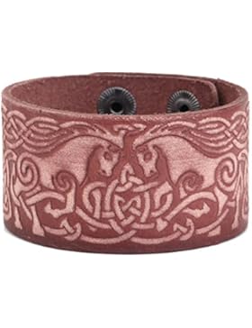 My Form Double Horse Head Mähne Knoten Leder Breite Manschette Wicca Armbänder