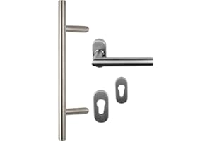 HAUSTÜRBESCHLAG Edelstahl Haustür- Beschlag- Set 1020Stoßgriff-Länge: 800mm