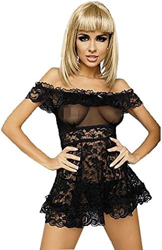 CZIXUN Sexy Underwear Lace Strapless Mini Dresses for Women Plus Size (XL, Black)