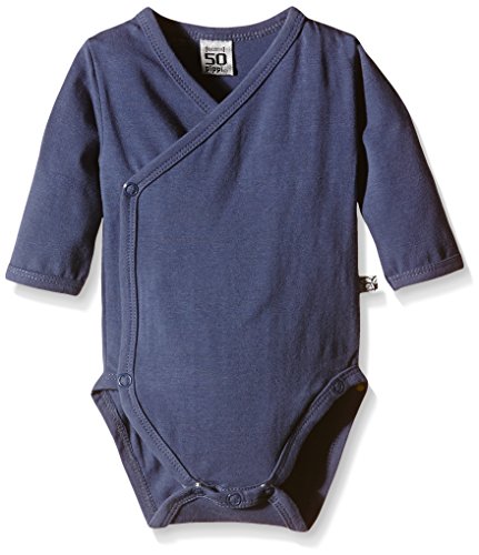 Pippi Baby-Boys Wrap-Around Long Sleeve-Solid Bodysuit, Vintage Blue, 0-3 Months (Manufacturer Size:50)
