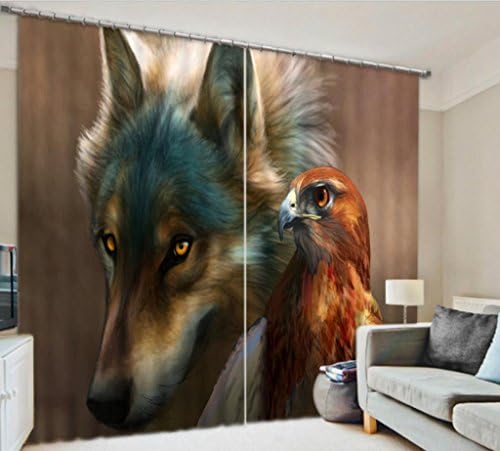 GYMNLJY 3D Printing fabric Personalized decoration curtain Blackout Window Drapes Washable , 3 , wide 2.03x high 1.6