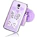 Produktbild Sunroyal Lovely Ultra Thin Faltbare Cartoon Funny Smile Bunny Glitzer Bling Diamant Rabbit Ear Schutzhülle Transparent Bumper Zurück Zubehör Set Silikon Gel Hülle Rückseite für Samsung Galaxy S5 S5 Neo i9600 GT-I9600 Samsung Galaxy S5 (SM-G900F) - S5 Neo (SM-G903F) mit Standfunktion Schale Handy Tasche Case , Lila Purple Muster Design Hülle Handy Cover Etui