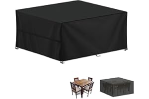 LAMUNI Housse Table de Jardin, 140x110x85cm Bâche Salon de Jardin Rectangulaire Housse Protection Salon de Jardin Imperméable Bache Table de Jardin, Anti-UV, 420D Oxford Housse Table Exterieur