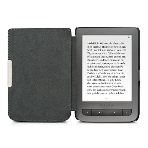 kwmobile Hülle für Pocketbook Touch Lux 3 / Touch Lux 2 – Flipcover Case eReader Schutzhülle – Bookstyle Klapphülle Schmetterlinge Vintage Design Blau Mintgrün Beige - 8