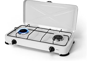 La zappa Cocina de gas para camping 2 quemadores con tapa de llama ajustable
