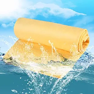 CarOxygen Synthetic Chamois Cloth Dotted Super Absorption Drying Towel for Cars for Dry & Wet Cleaning ( Yellow, 43 X 32 cm).